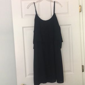 Black Sleeveless Dress w flattering chest overlay